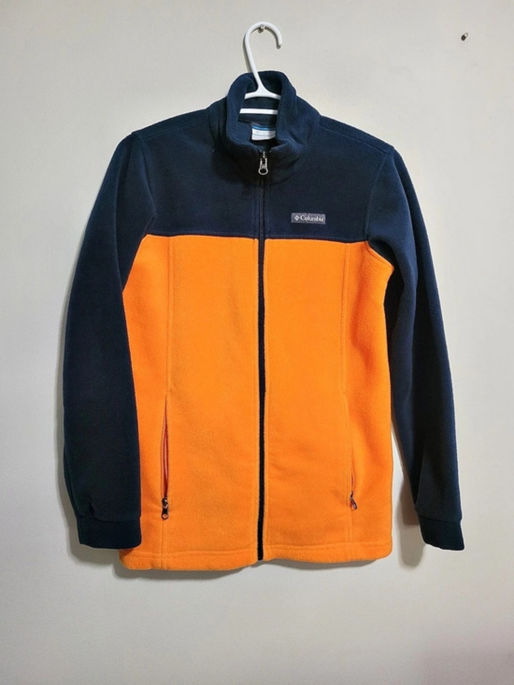 Columbia Color Block Fleece Jacket in Orange & Blue Like New Large